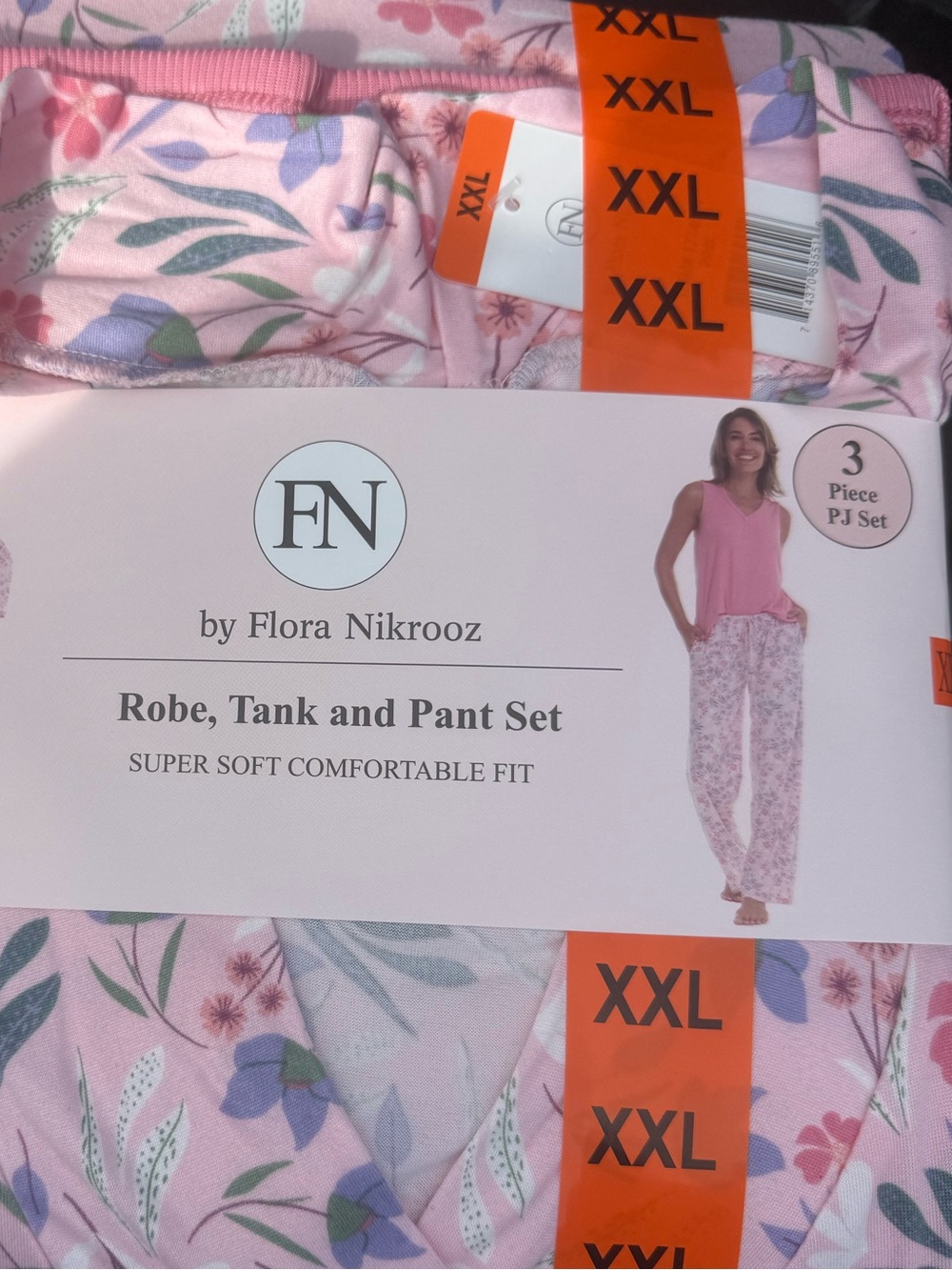 NWT Flora Nikrooz Pink Floral 3-Piece Pajama Set with Robe size XXL - Picture 11 of 11